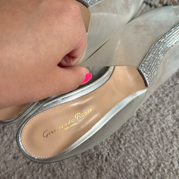 Gianvito Rossi Silver Sigma Heels with Crystal Embellishment - Picture 15 of 15